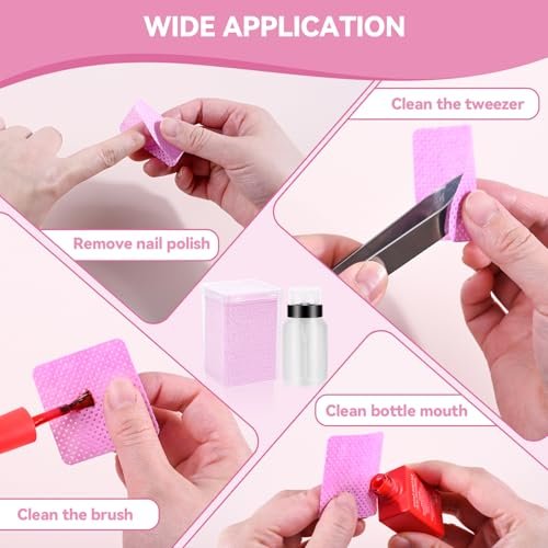 ShanySheny 600PCS Lint Free Nail Wipes with Dispenser & Empty Pump Bottle – Nail Polish Remover Wipes for Acetone & Lash Glue Cleaning - görsel 10