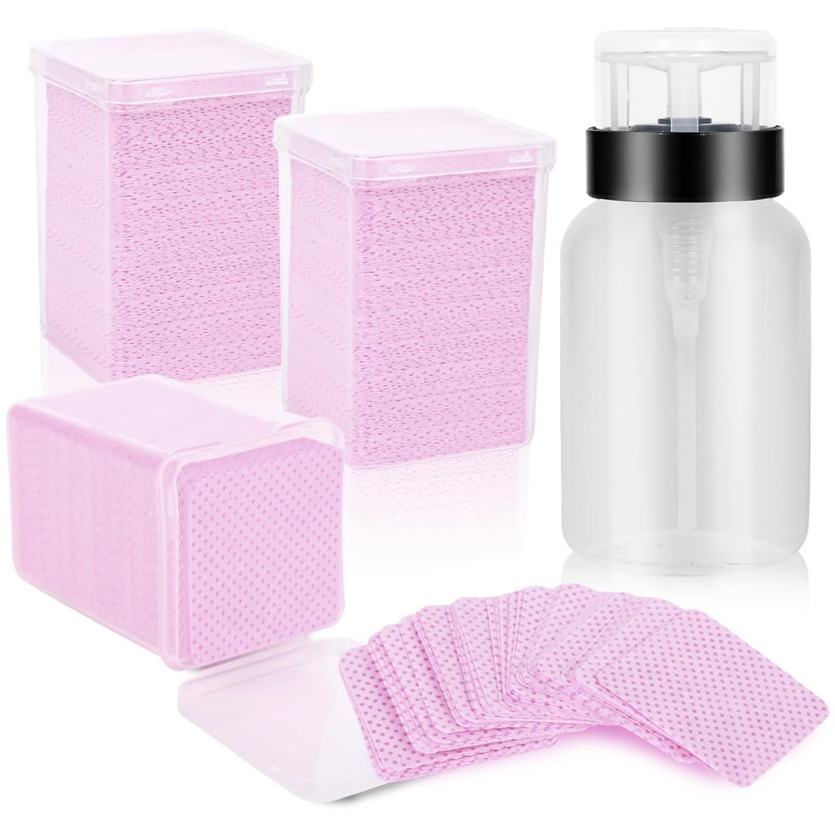 ShanySheny 600PCS Lint Free Nail Wipes with Dispenser & Empty Pump Bottle – Nail Polish Remover Wipes for Acetone & Lash Glue Cleaning - görsel 1