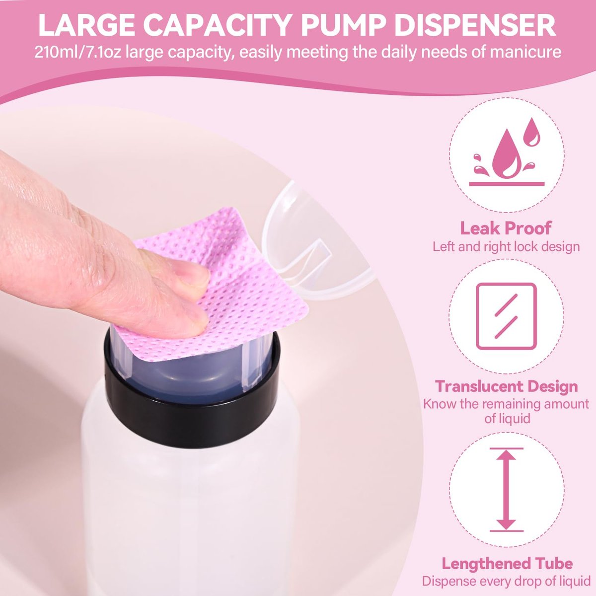 ShanySheny 600PCS Lint Free Nail Wipes with Dispenser & Empty Pump Bottle – Nail Polish Remover Wipes for Acetone & Lash Glue Cleaning - görsel 7