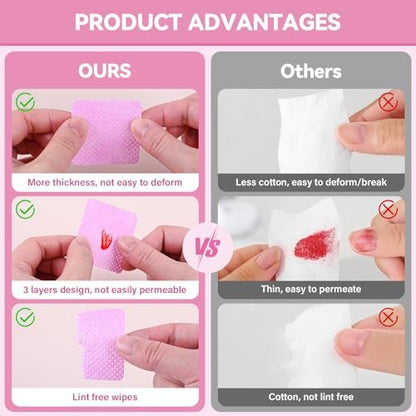 ShanySheny 600PCS Lint Free Nail Wipes with Dispenser & Empty Pump Bottle – Nail Polish Remover Wipes for Acetone & Lash Glue Cleaning