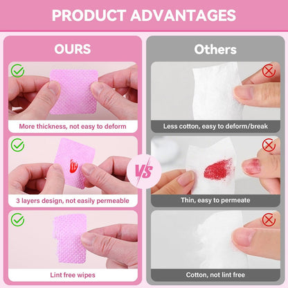 ShanySheny 600PCS Lint Free Nail Wipes with Dispenser & Empty Pump Bottle – Nail Polish Remover Wipes for Acetone & Lash Glue Cleaning