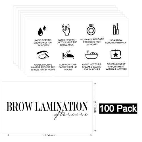 100 Pack Brow Lamination Aftercare Cards – Business Card Size Instructions for Eyebrow Lamination Aftercare - görsel 7