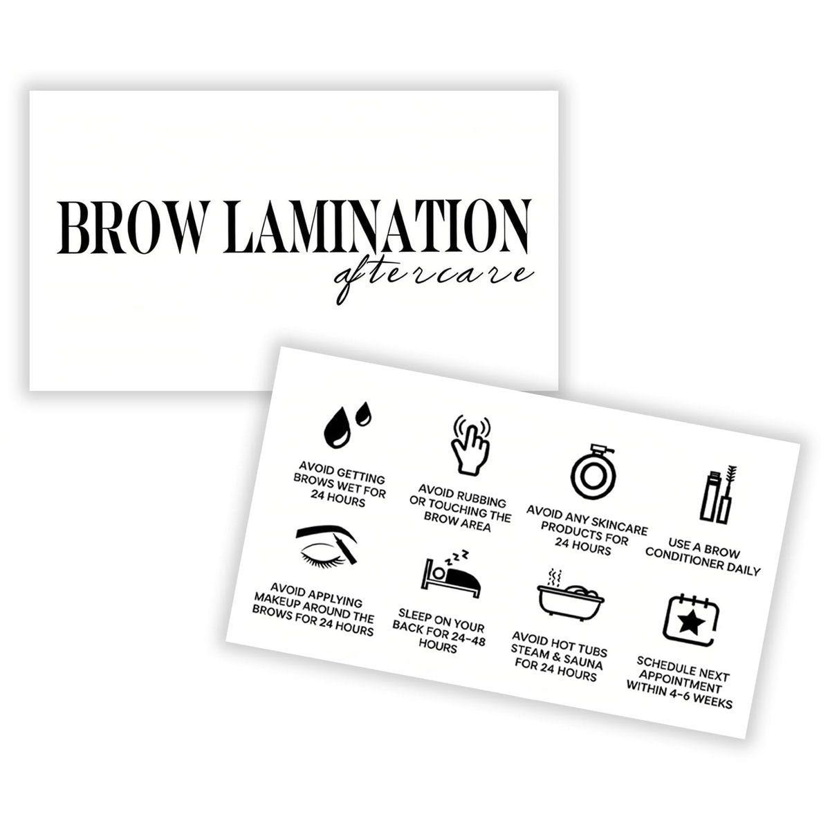 100 Pack Brow Lamination Aftercare Cards – Business Card Size Instructions for Eyebrow Lamination Aftercare - görsel 2