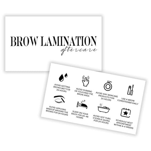 100 Pack Brow Lamination Aftercare Cards – Business Card Size Instructions for Eyebrow Lamination Aftercare - görsel 1