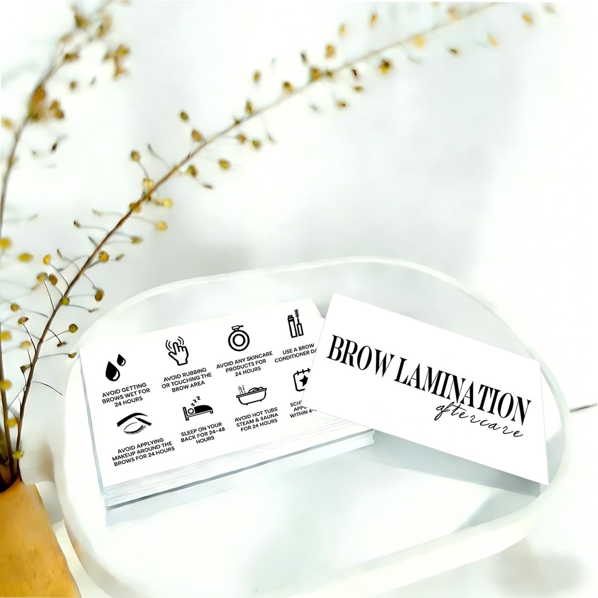 100 Pack Brow Lamination Aftercare Cards – Business Card Size Instructions for Eyebrow Lamination Aftercare - görsel 4