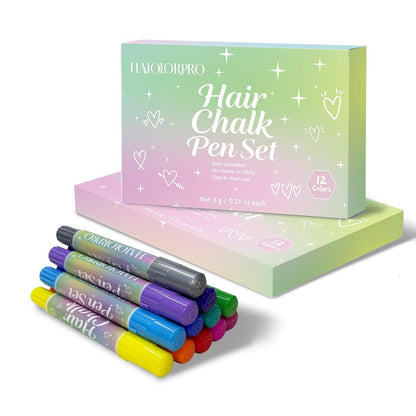 HAIOLORPRO Hair Chalk 12 Colors - Temporary Washable Hair Dye for Kids, Women, Men - Fun Birthday, Christmas, Halloween Gift for Teens, Girls, Boys