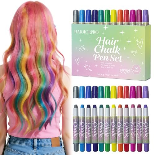 HAIOLORPRO Hair Chalk 12 Colors - Temporary Washable Hair Dye for Kids, Women, Men - Fun Birthday, Christmas, Halloween Gift for Teens, Girls, Boys - görsel 2