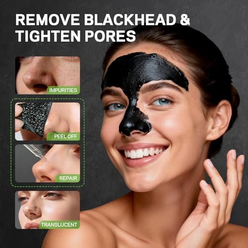 AMOADO Blackhead Remover Peel Off Face Mask & Tea Tree Oil Serum Duo - Deep Cleansing Charcoal Mask for Pore Tightening - görsel 4
