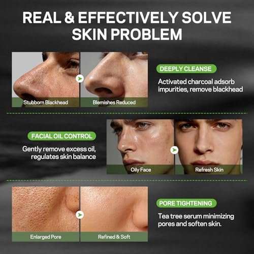 AMOADO Blackhead Remover Peel Off Face Mask & Tea Tree Oil Serum Duo - Deep Cleansing Charcoal Mask for Pore Tightening - görsel 8