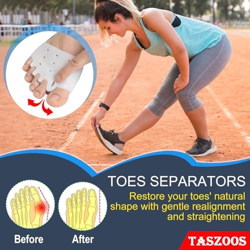 TASZOOS Toe Separators & Metatarsal Pads for Women & Men - 4 PCS Gel Toe Spacers for Pain Relief, Metatarsalgia, Morton's Neuroma, Comfort for Walking, Running, Standing Avelisse