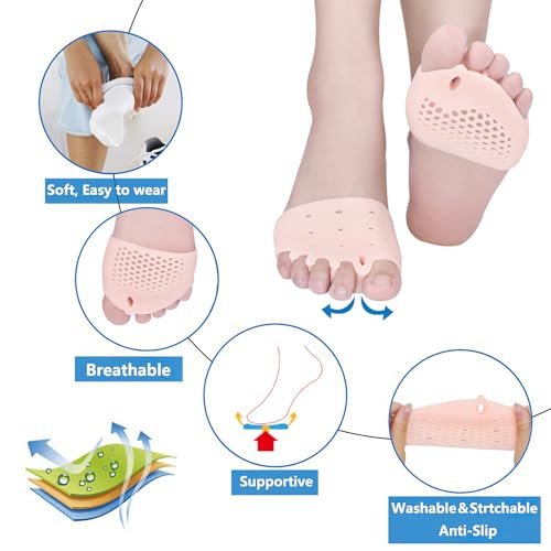 TASZOOS Toe Separators & Metatarsal Pads for Women & Men - 4 PCS Gel Toe Spacers for Pain Relief, Metatarsalgia, Morton's Neuroma, Comfort for Walking, Running, Standing Avelisse
