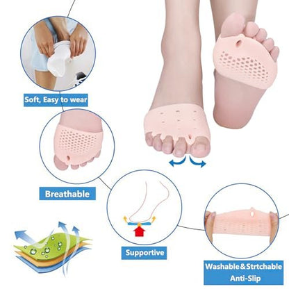 TASZOOS Toe Separators & Metatarsal Pads for Women & Men - 4 PCS Gel Toe Spacers for Pain Relief, Metatarsalgia, Morton's Neuroma, Comfort for Walking, Running, Standing Avelisse