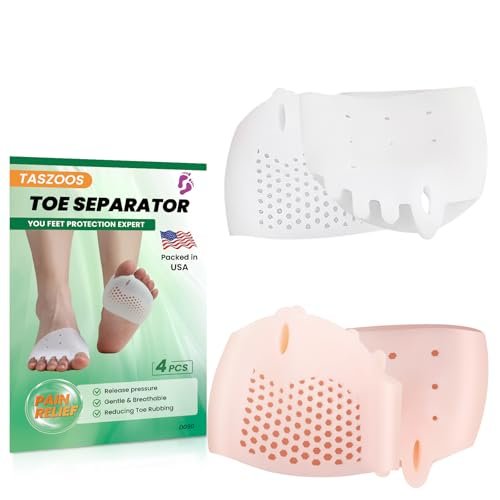 TASZOOS Toe Separators & Metatarsal Pads for Women & Men - 4 PCS Gel Toe Spacers for Pain Relief, Metatarsalgia, Morton's Neuroma, Comfort for Walking, Running, Standing Avelisse