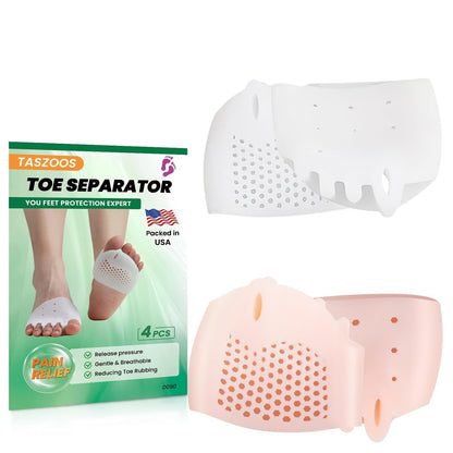TASZOOS Toe Separators & Metatarsal Pads for Women & Men - 4 PCS Gel Toe Spacers for Pain Relief, Metatarsalgia, Morton's Neuroma, Comfort for Walking, Running, Standing Avelisse