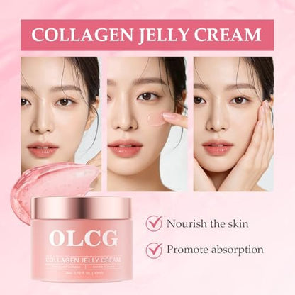 OLCG Collagen Jelly Cream – Gel-Textured Moisturizer with Hydrolyzed Collagen & Sodium Hyaluronate for Radiant, Plump Skin – Daily Use Face Cream, 3.72 Fl Oz Avelisse