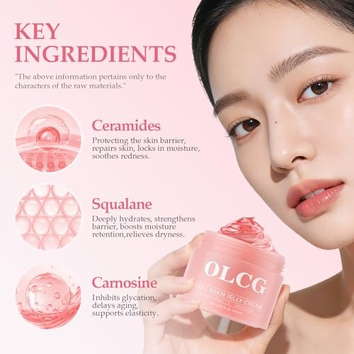 OLCG Collagen Jelly Cream – Gel-Textured Moisturizer with Hydrolyzed Collagen & Sodium Hyaluronate for Radiant, Plump Skin – Daily Use Face Cream, 3.72 Fl Oz Avelisse