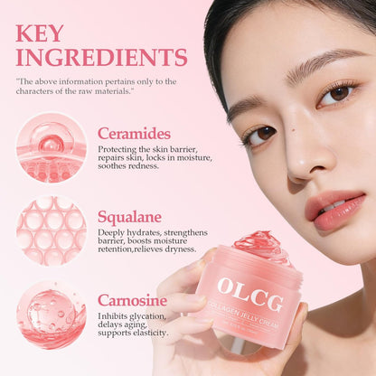 OLCG Collagen Jelly Cream – Gel-Textured Moisturizer with Hydrolyzed Collagen & Sodium Hyaluronate for Radiant, Plump Skin – Daily Use Face Cream, 3.72 Fl Oz Avelisse