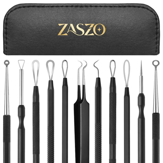 6-Piece Pimple Extractor Tool Kit – Stainless Steel Blackhead Remover Set with Leather Case