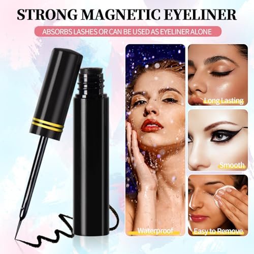 Natural Look Magnetic Eyelashes - 12 Pairs No Glue Reusable False Lashes with Tweezers - görsel 4