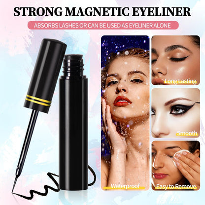 Natural Look Magnetic Eyelashes - 12 Pairs No Glue Reusable False Lashes with Tweezers