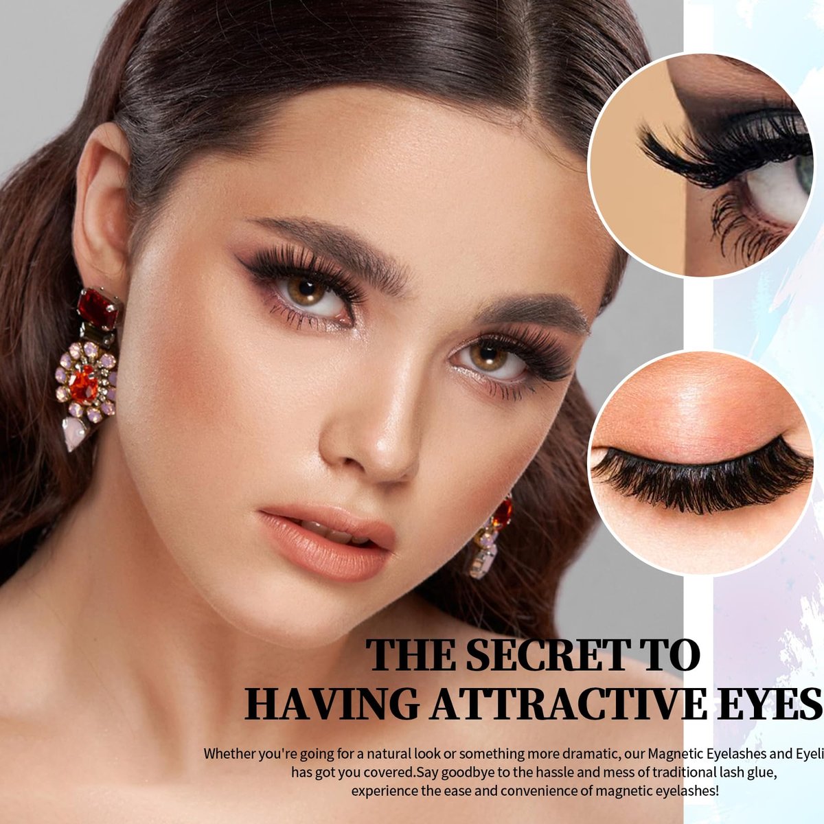 Natural Look Magnetic Eyelashes - 12 Pairs No Glue Reusable False Lashes with Tweezers - görsel 13
