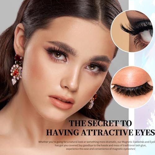 Magnetic Eyelashes and Eyeliner Kit – 12 Pairs Natural 3D Faux Mink Lashes with Magnetic Eyeliner & Tweezers, Reusable & Sweatproof, No Glue Needed - görsel 9