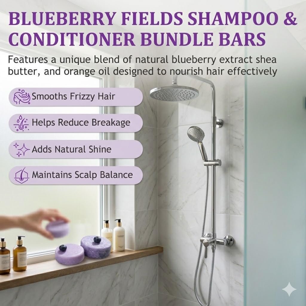 Blueberry Fields Shampoo & Conditioner Bundle – Antioxidant-Rich, Volumizing & Eco-Friendly Hair Care for Thinning & Dry Hair (1 Set) Avelisse