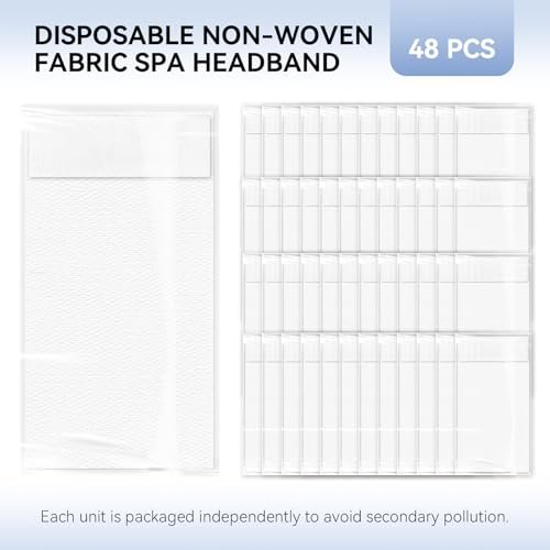 Disposable Headbands for Spa & Facials – 48pcs White Non-Woven Hair Bands for Women, Estheticians, and Skincare - görsel 3