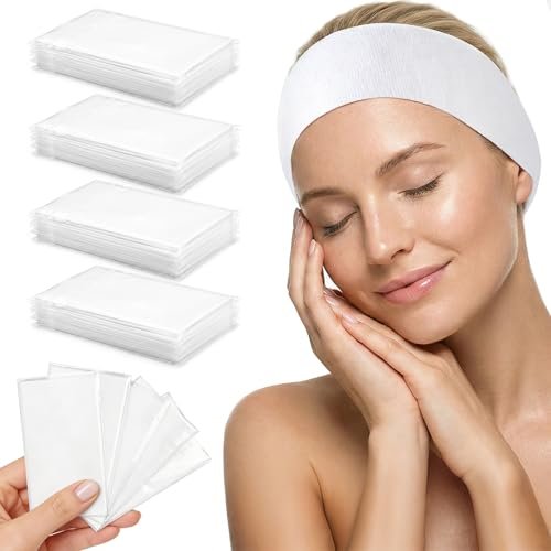 Disposable Headbands for Spa & Facials – 48pcs White Non-Woven Hair Bands for Women, Estheticians, and Skincare - görsel 1
