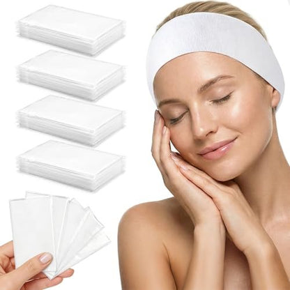 Disposable Headbands for Spa & Facials – 48pcs White Non-Woven Hair Bands for Women, Estheticians, and Skincare
