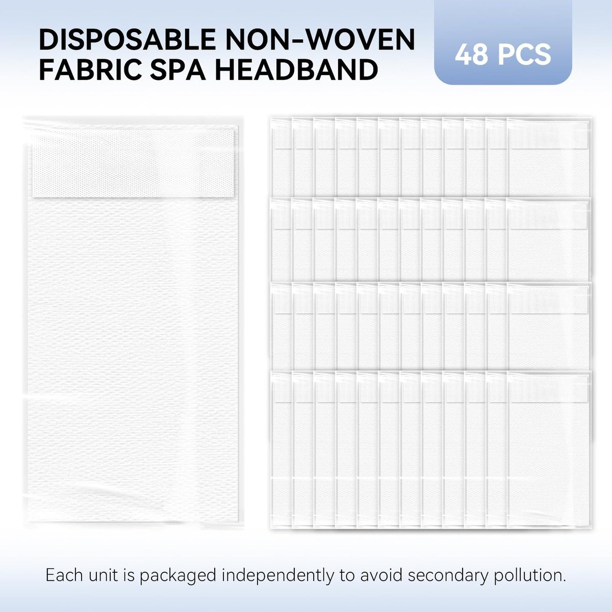 Disposable Headbands for Spa & Facials – 48pcs White Non-Woven Hair Bands for Women, Estheticians, and Skincare - görsel 4