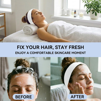 Disposable Headbands for Spa & Facials – 48pcs White Non-Woven Hair Bands for Women, Estheticians, and Skincare