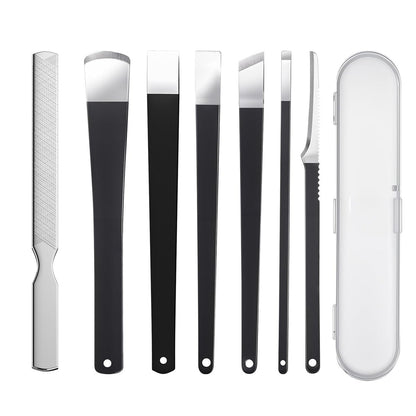 MYLMAC 7-Piece Professional Pedicure Tools Set – Stainless Steel Ingrown Toenail Removal Kit with File, Knife, Callus Remover & Foot Scraper for Men & Women