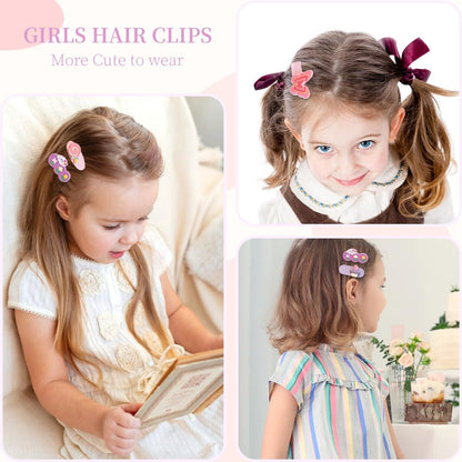 100 PCS Girl Hair Clips Cute Hair Accessories for Little Girls Kids Teens - Multiple Patterns