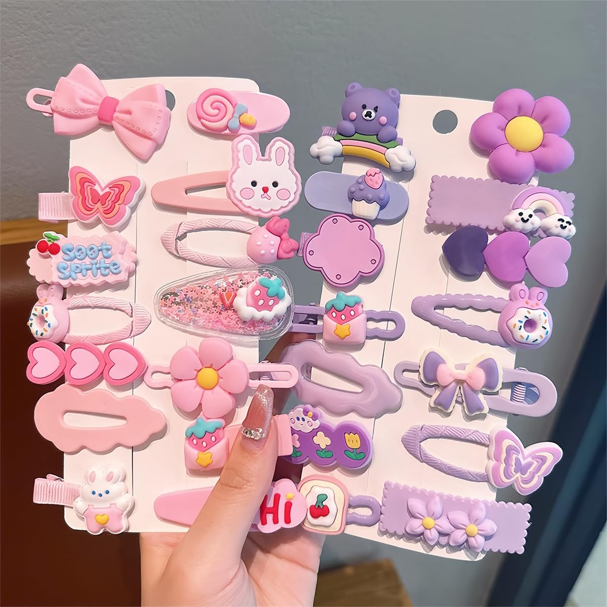 100 PCS Girl Hair Clips Cute Hair Accessories for Little Girls Kids Teens - Multiple Patterns - görsel 13
