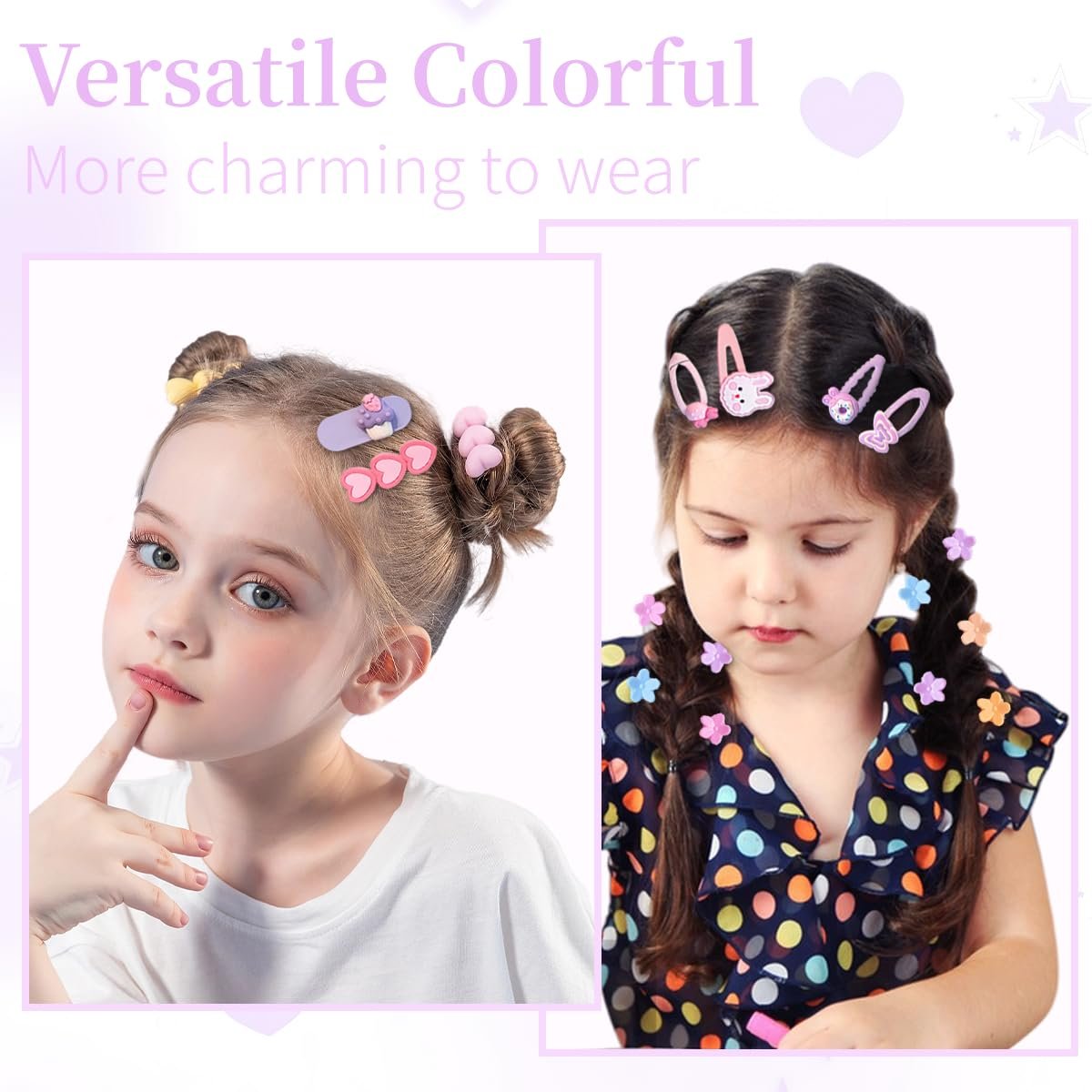 100 PCS Girl Hair Clips Cute Hair Accessories for Little Girls Kids Teens - Multiple Patterns - görsel 9