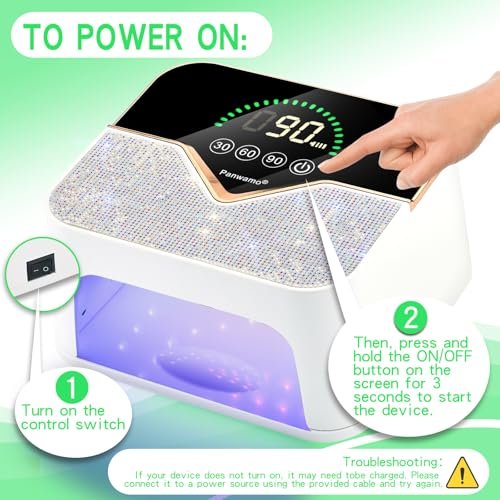 Cordless Rechargeable UV LED Nail Lamp with LCD Touch Screen, 45 Beads, 3 Timers for Gel Polish Curing at Home or Salon Avelisse