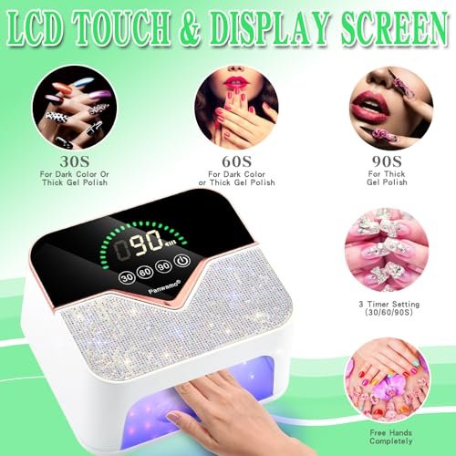 Cordless Rechargeable UV LED Nail Lamp with LCD Touch Screen, 45 Beads, 3 Timers for Gel Polish Curing at Home or Salon Avelisse