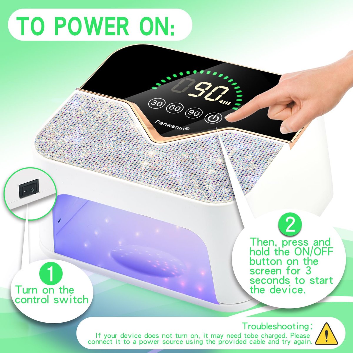 Cordless Rechargeable UV LED Nail Lamp with LCD Touch Screen, 45 Beads, 3 Timers for Gel Polish Curing at Home or Salon Avelisse