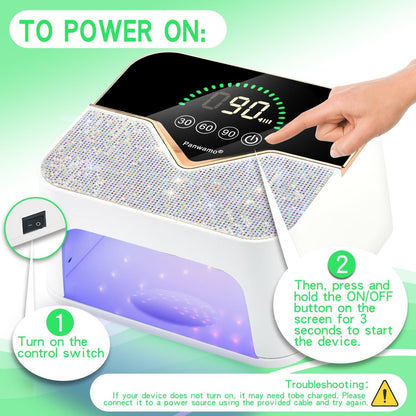 Cordless Rechargeable UV LED Nail Lamp with LCD Touch Screen, 45 Beads, 3 Timers for Gel Polish Curing at Home or Salon Avelisse