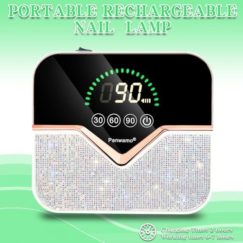 Cordless Rechargeable UV LED Nail Lamp with LCD Touch Screen, 45 Beads, 3 Timers for Gel Polish Curing at Home or Salon Avelisse