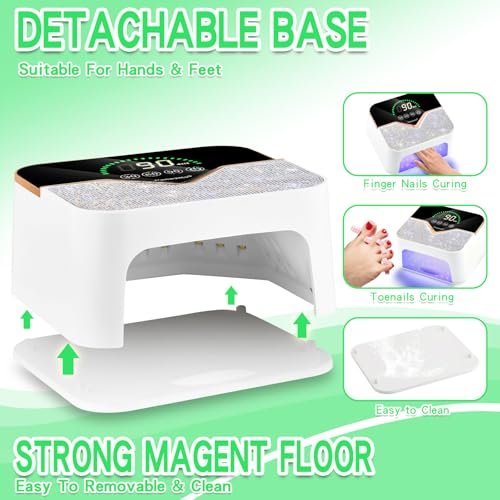 Cordless Rechargeable UV LED Nail Lamp with LCD Touch Screen, 45 Beads, 3 Timers for Gel Polish Curing at Home or Salon Avelisse