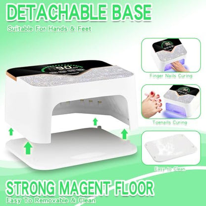 Cordless Rechargeable UV LED Nail Lamp with LCD Touch Screen, 45 Beads, 3 Timers for Gel Polish Curing at Home or Salon Avelisse