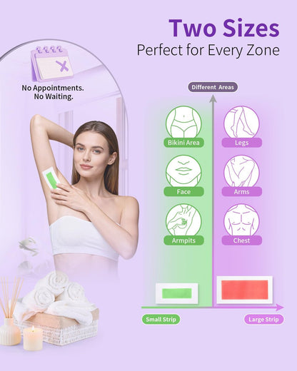 KOCCQUE Wax Strips Waxing Kit for Women – 60 Strips + 6 Wipes – Legs, Arms, Face, Underarms, Bikini & Facial Hair Removal – Dermatologically Tested, 8-Week Smooth, Hypoallergenic for All Skin Types Avelisse