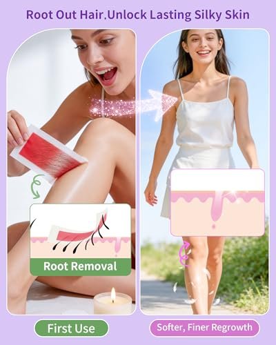 KOCCQUE Wax Strips Waxing Kit for Women – 60 Strips + 6 Wipes – Legs, Arms, Face, Underarms, Bikini & Facial Hair Removal – Dermatologically Tested, 8-Week Smooth, Hypoallergenic for All Skin Types Avelisse