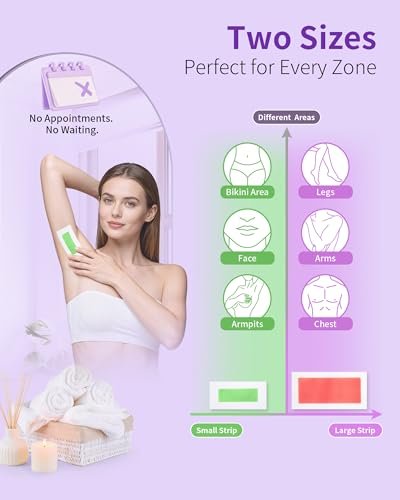 KOCCQUE Wax Strips Waxing Kit for Women – 60 Strips + 6 Wipes – Legs, Arms, Face, Underarms, Bikini & Facial Hair Removal – Dermatologically Tested, 8-Week Smooth, Hypoallergenic for All Skin Types Avelisse