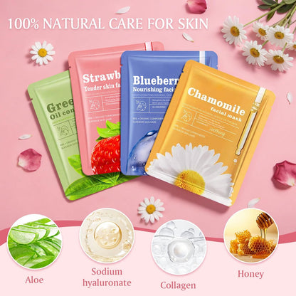 Aottom 30-Piece Face Mask Set: Natural Sheet Masks for Skincare, Spa Gift for Women Avelisse