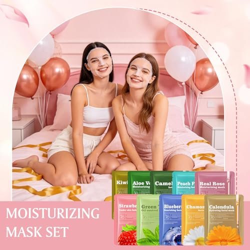 Aottom 30-Piece Face Mask Set: Natural Sheet Masks for Skincare, Spa Gift for Women Avelisse