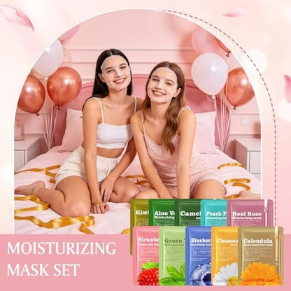 Aottom 30-Piece Face Mask Set: Natural Sheet Masks for Skincare, Spa Gift for Women Avelisse