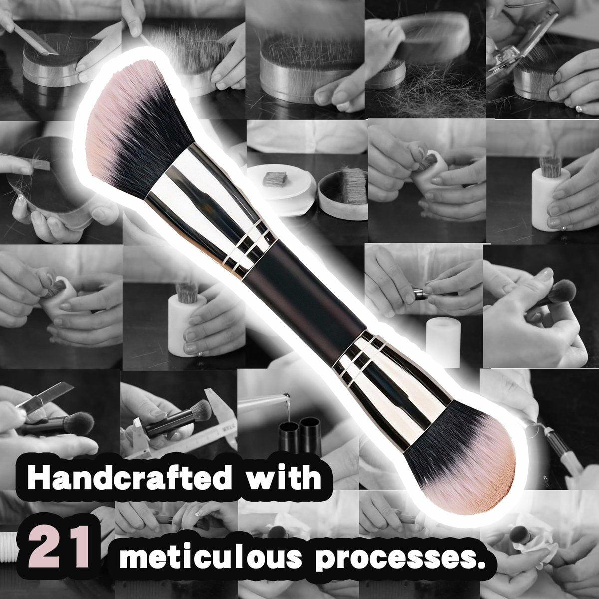 Vidany 2-in-1 Dual Ended Foundation & Powder Brush – Professional Synthetic Makeup Brush for Liquid, Cream, Powder Foundation & Dry Use - görsel 7